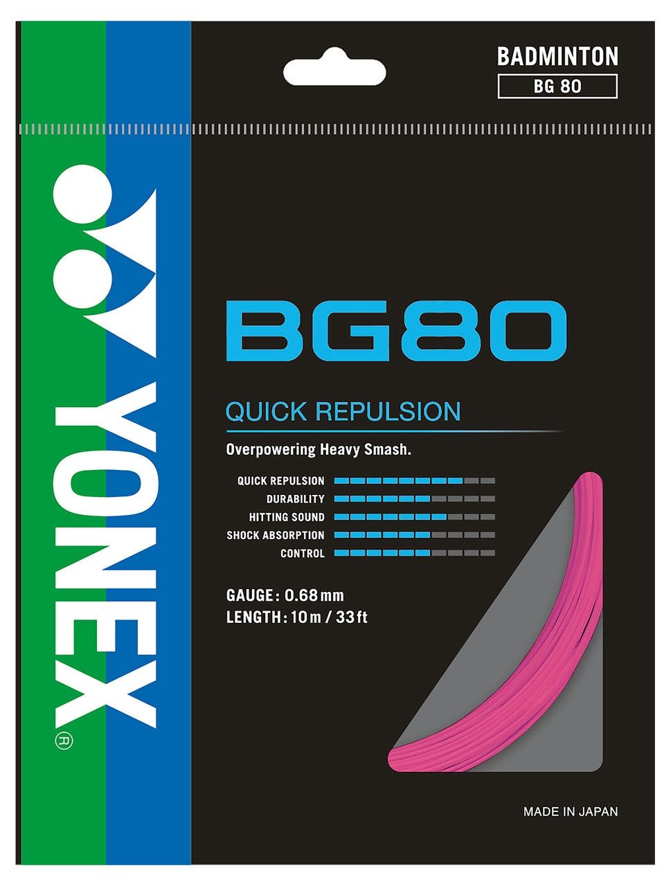 Yonex BG80 Badminton String Set - Neon Pink