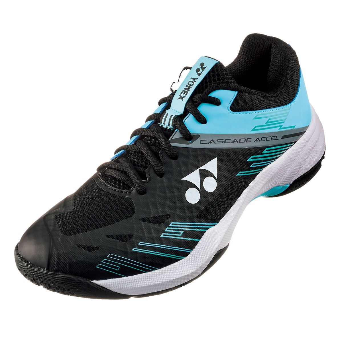 Yonex Power Cushion Cascade Accel Wide Court Shoes - Black/Ice Blue