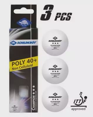 Schildkrot 3 Star Champion ITTF White Poly 40+ Table Tennis Balls Pack of 3