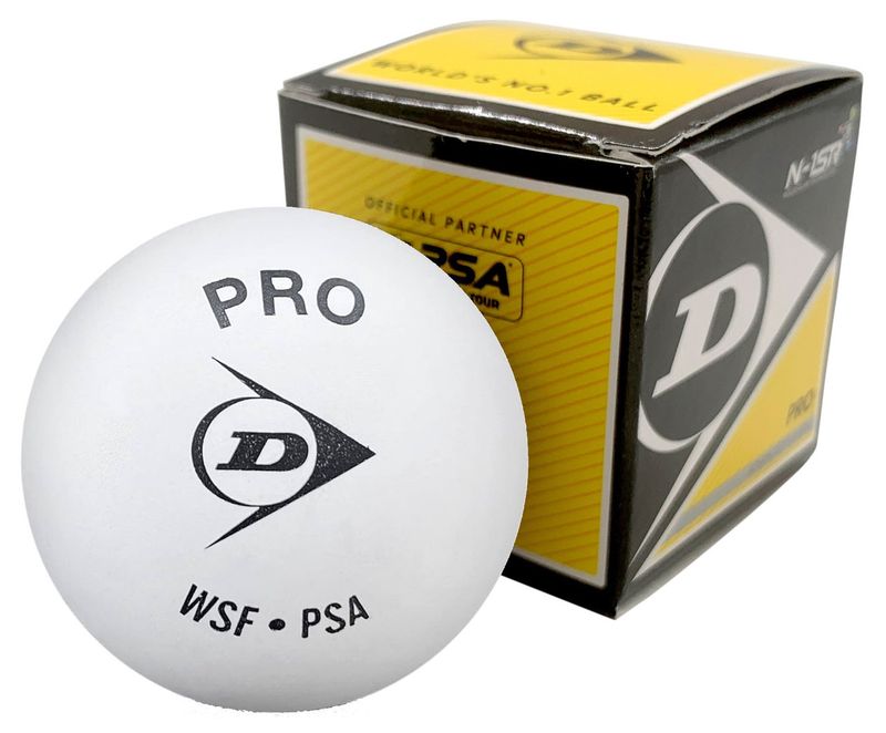 Dunlop Pro White Squash Ball Double Yellow Dot