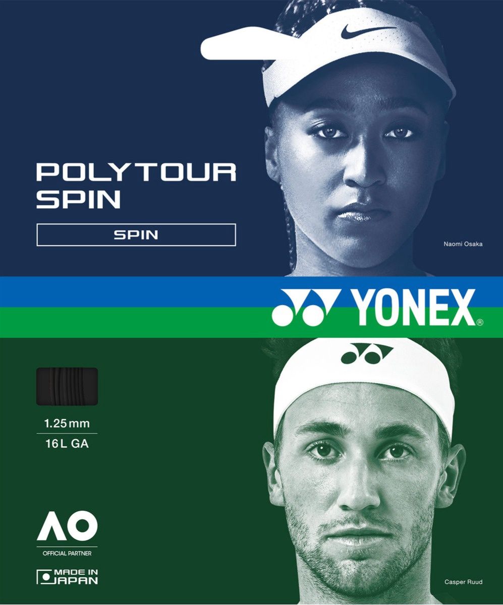 Yonex PolyTour Spin Tennis String Set 1.25mm - Black
