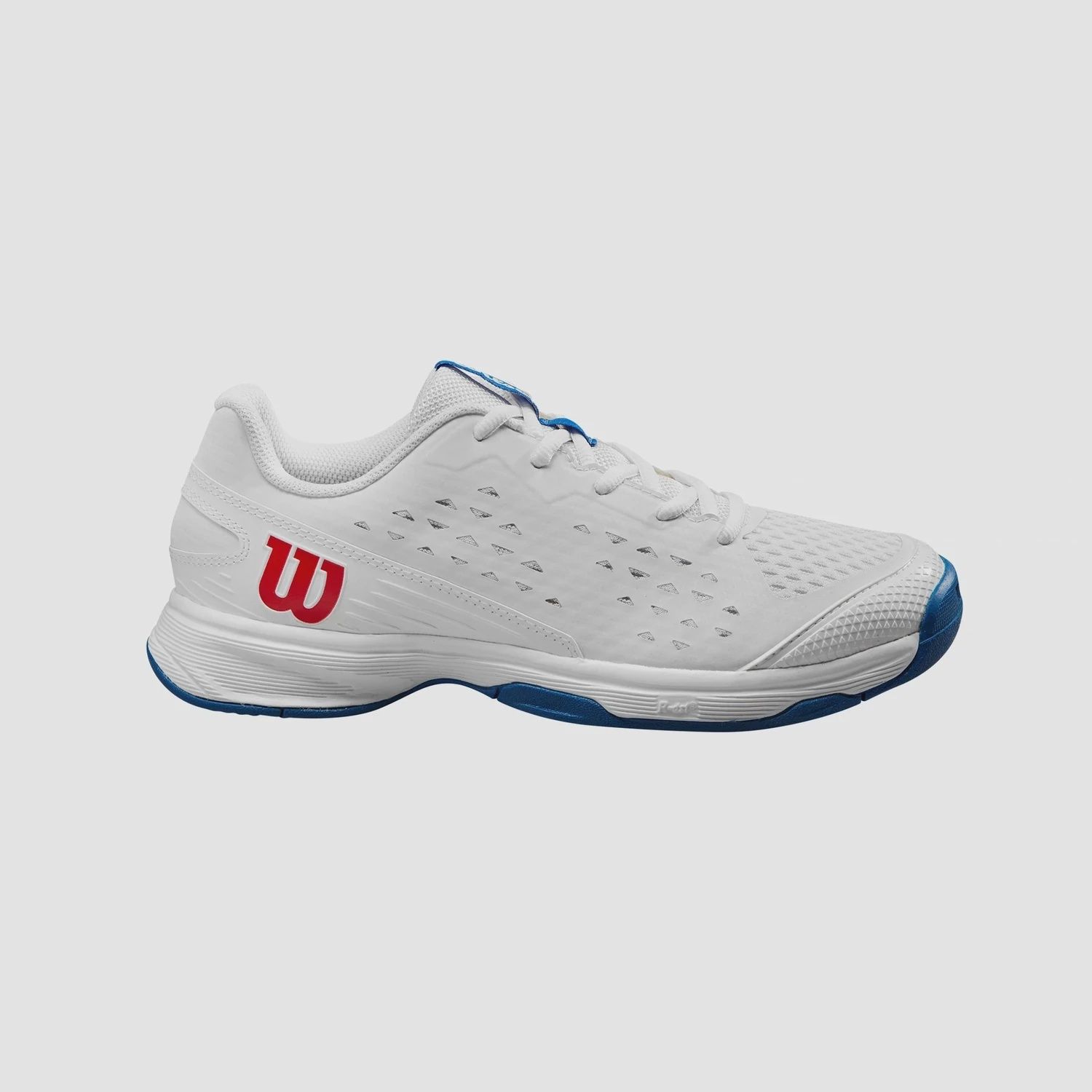 Wilson Rush Pro JR L Tennis Shoes - White/ Deja Vu Blue/ Wilson Red