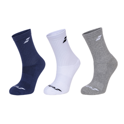 Babolat 3 Pairs Pack Unisex Sock - White/Estate Blue/Grey