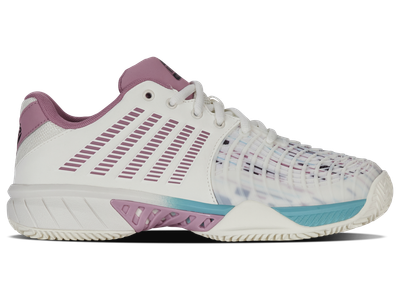 K-Swiss Express Light 3 Women's Padel Shoes - White/Lilac/Pastel Turqouise