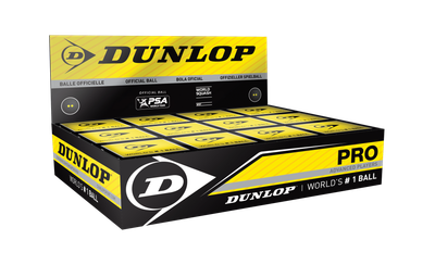 Dunlop Pro Squash Ball Double Yellow Dot Dozen
