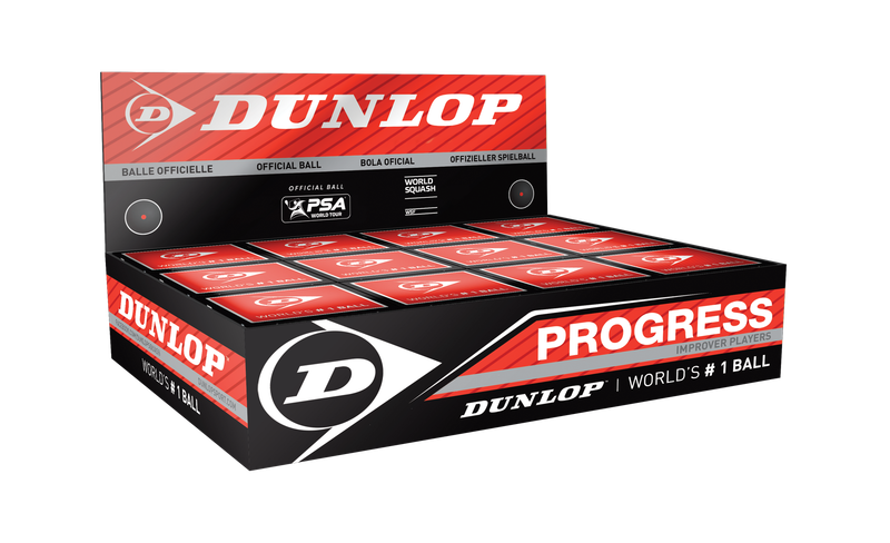 Dunlop Progress Squash Ball Red Spot Dozen