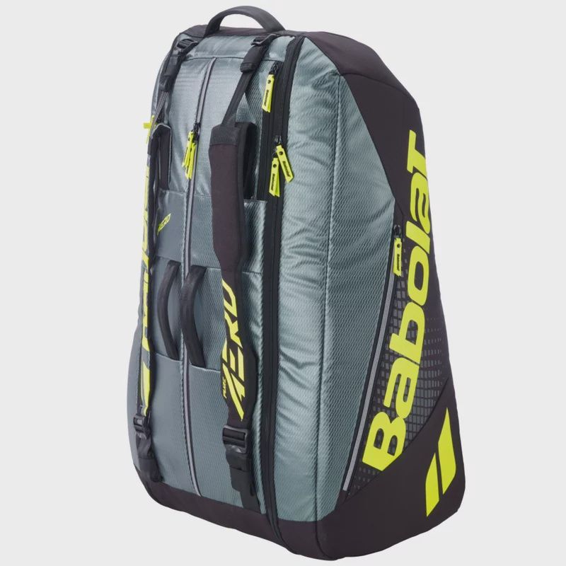 Babolat Pure Aero RH12 Racket Bag - Metallic Grey/ Black/ Fluo Yellow