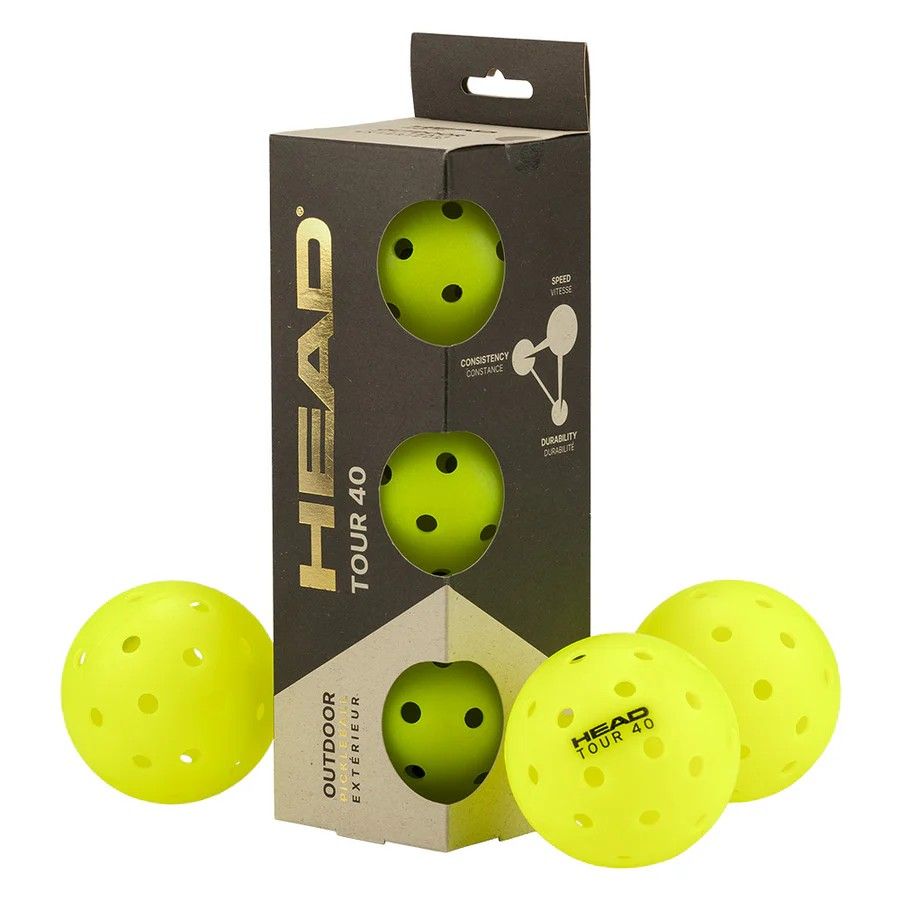 Head Tour 40 Pickleball Ball - Yellow (3 Pack)