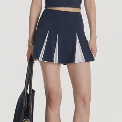 Tenez High Waisted Skirt - Navy &amp; White
