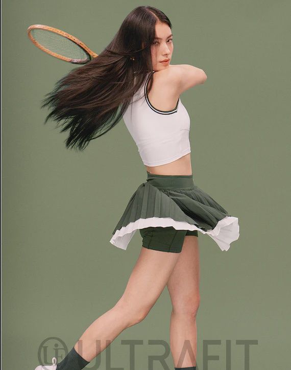 Tenez Double Layer Skort - White &amp; Green