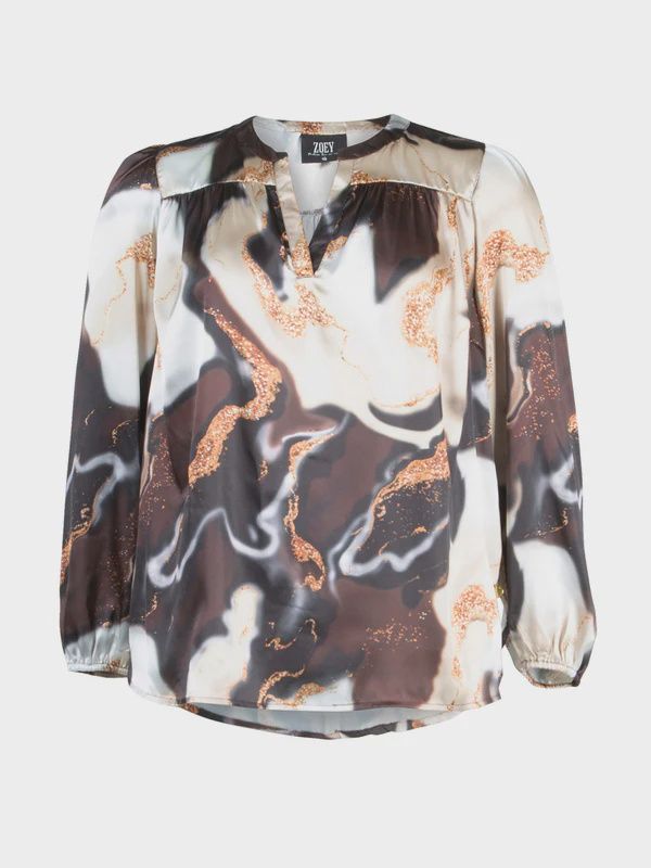 Blouse zwart koper tinten