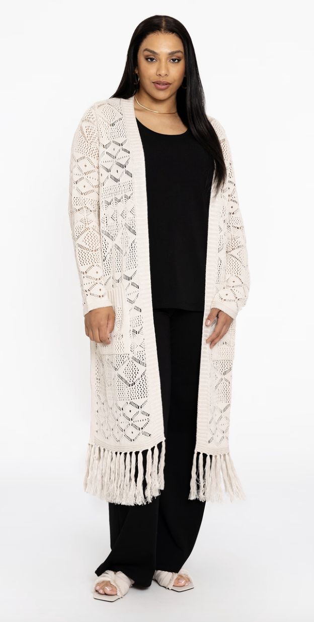 Cardigan long knit sand