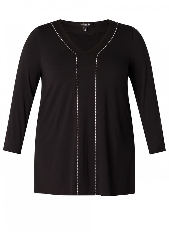 tuniek zwart met wit stiksel