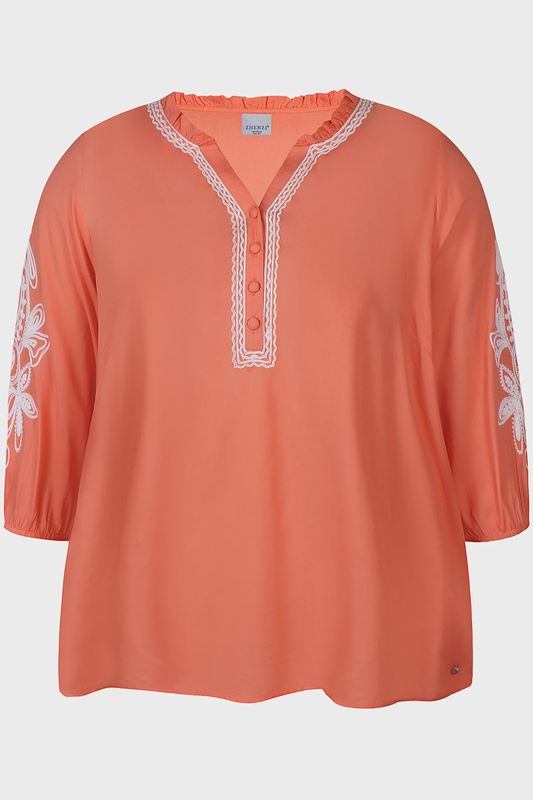 GARA 743-Blouse ¾ Coral poppy