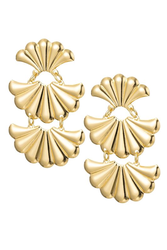 Oorbellen statement 3 schelp - goud metaal