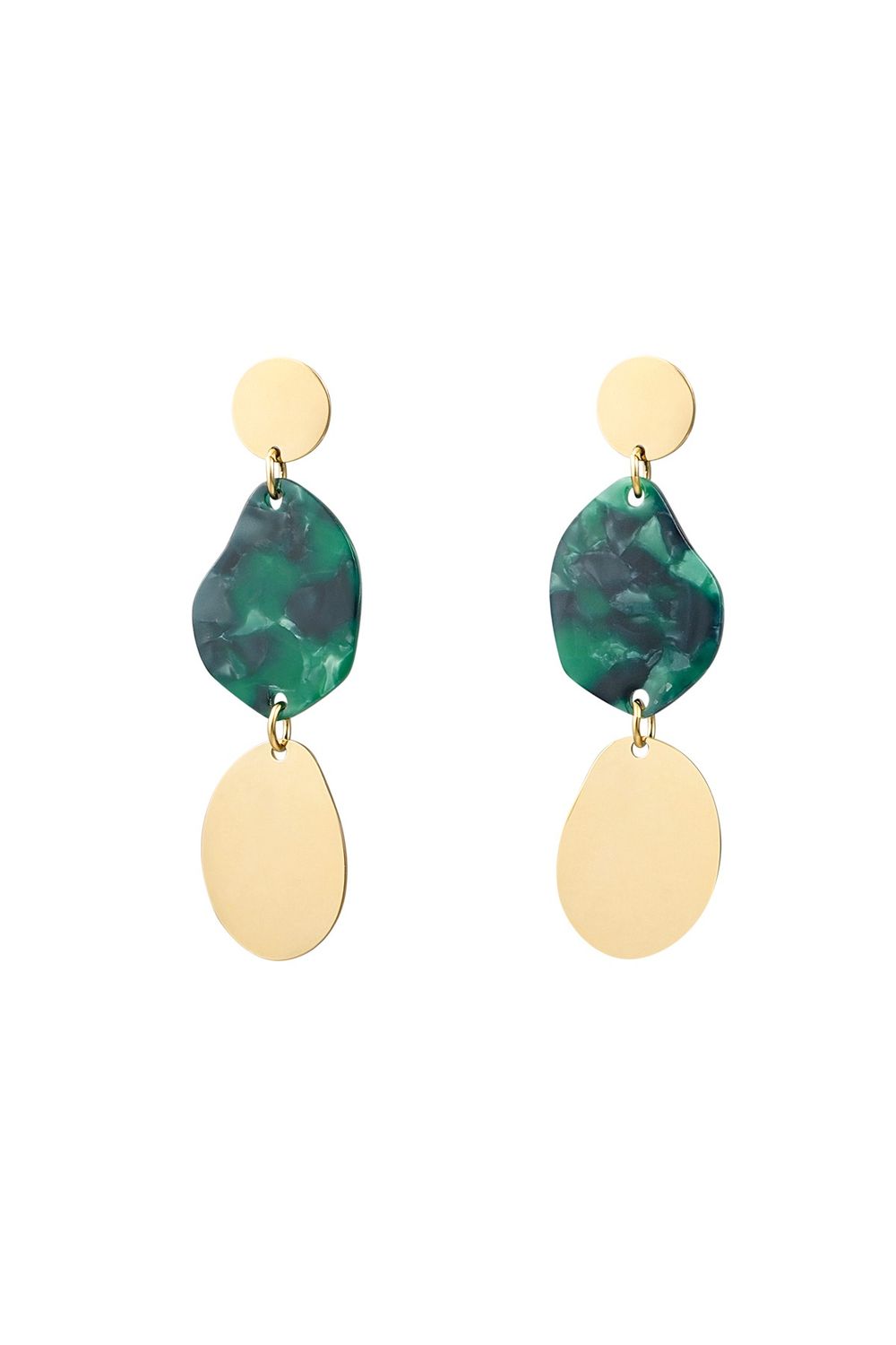 Oorbellen aesthetic coins - goud/groen