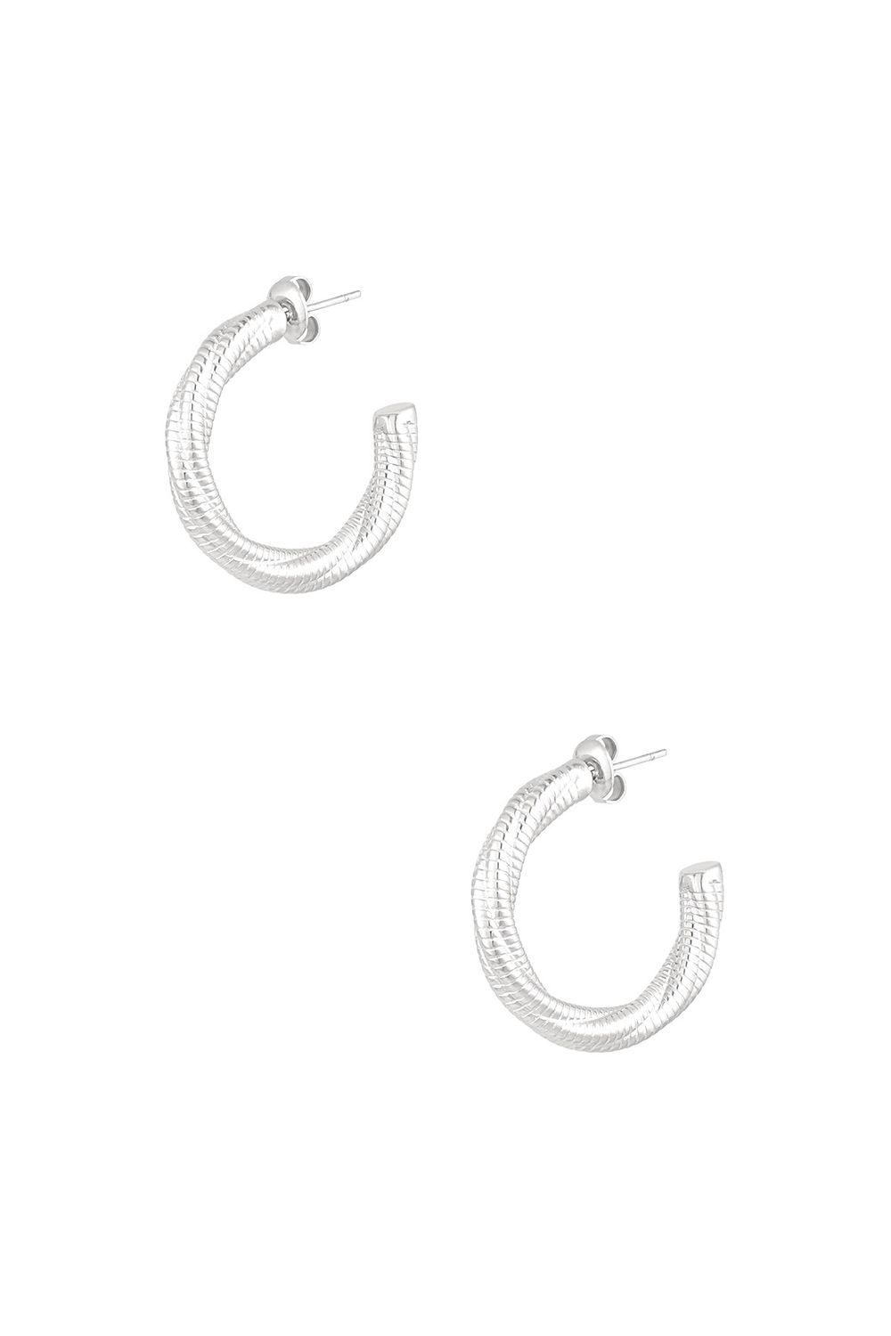 Oorbellen gedraaid relief klein - zilver
