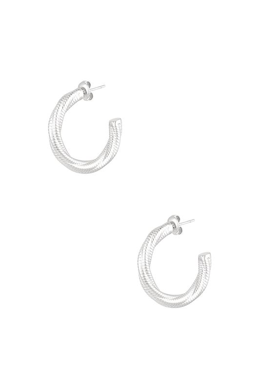 Oorbellen gedraaid relief klein - zilver