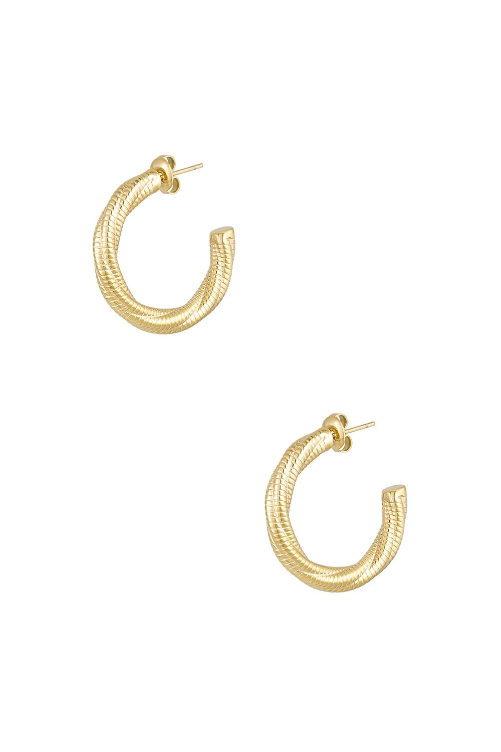 Oorbellen gedraaid relief klein - goud