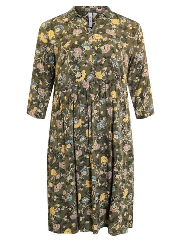 Jurk groen blauw/geel print