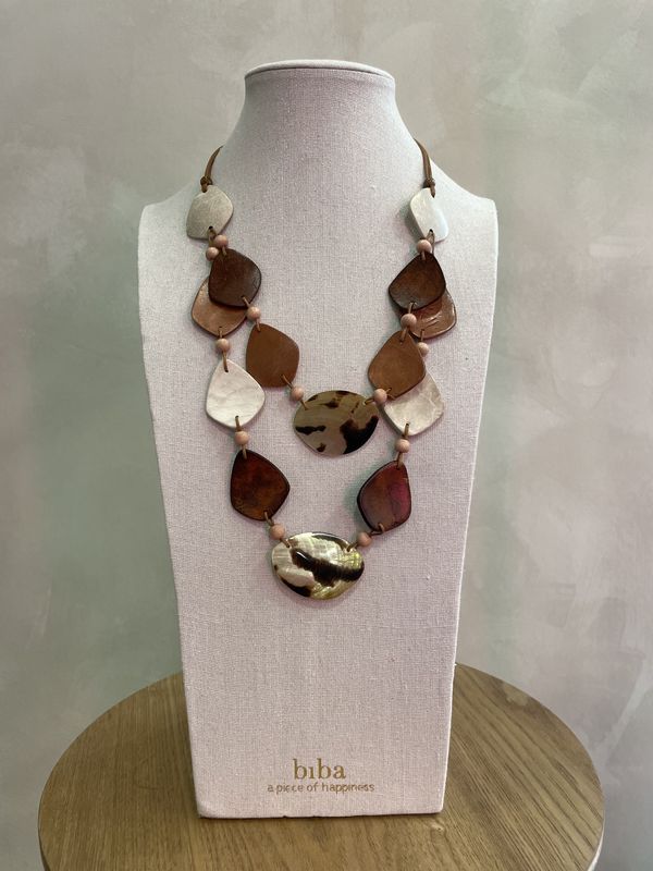 Collier schelpen bruin