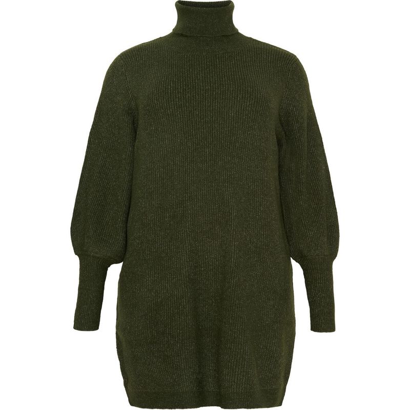 Trui jurk met col, donker groen