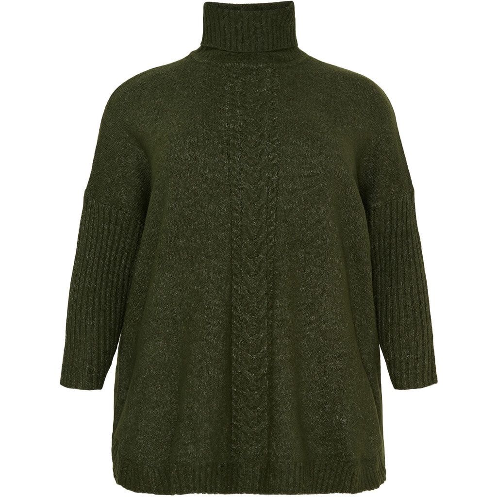 Poncho met col donker groen