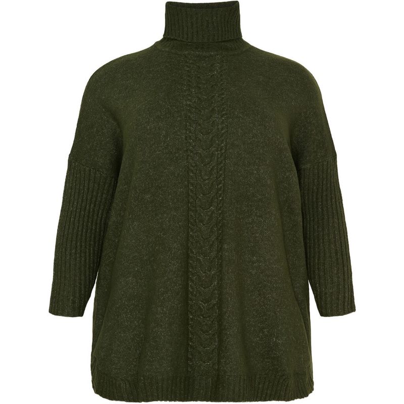 Poncho met col donker groen