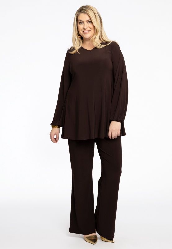 Tuniek wide bottom V-hals dolce bruin