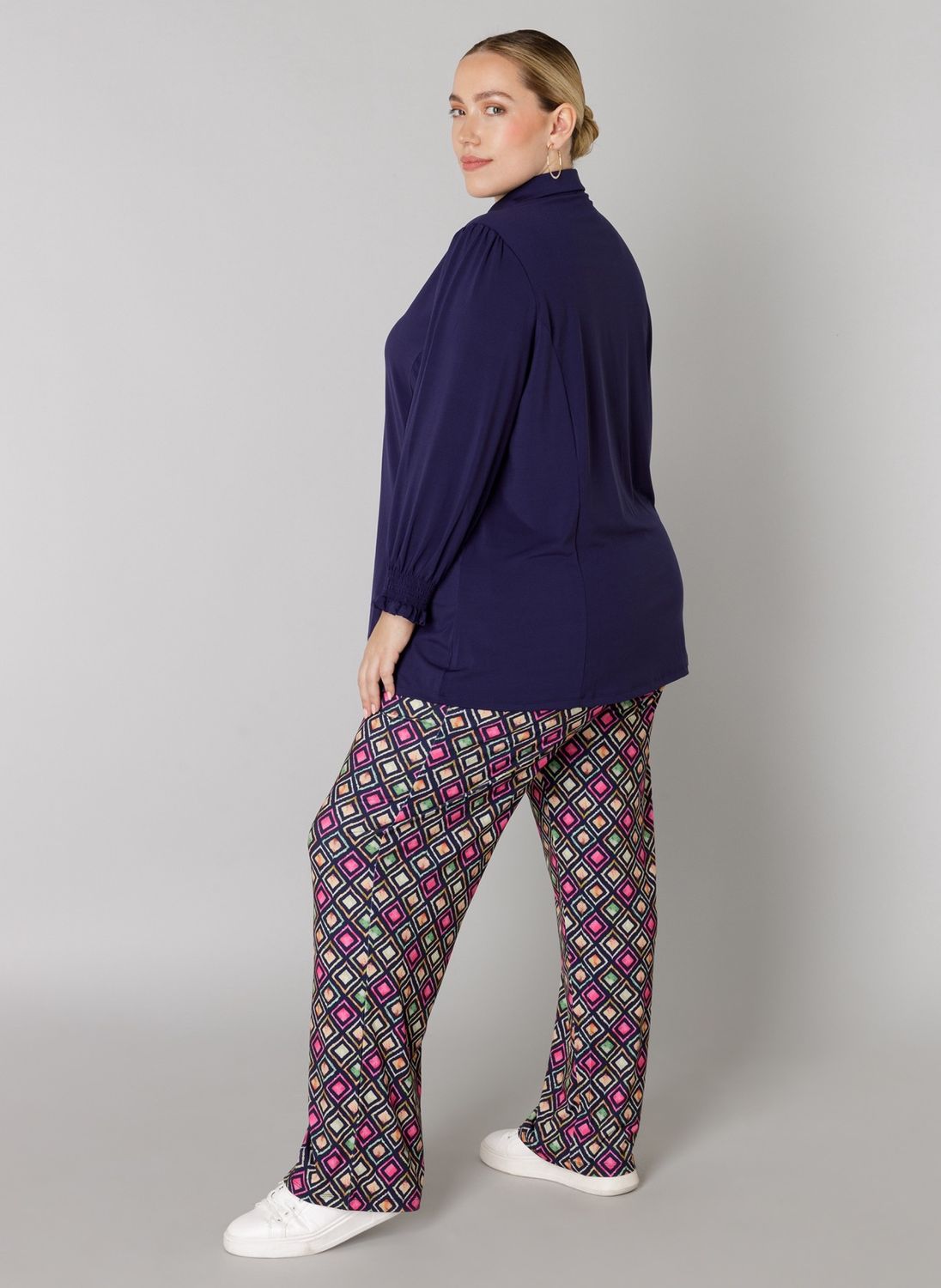 Blouse met pofmauw - donker blauw
