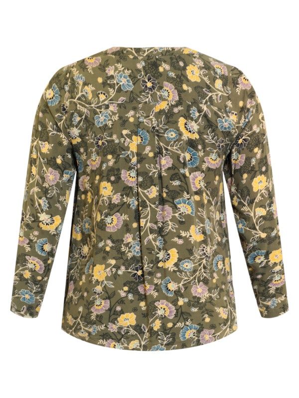 Blouse groen geel/blauw print