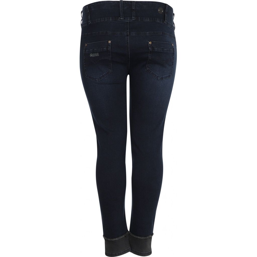 Jeans blauw met strookje grijs