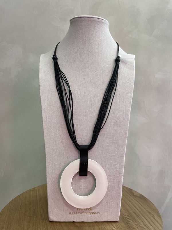 Leren collier ornament - wit