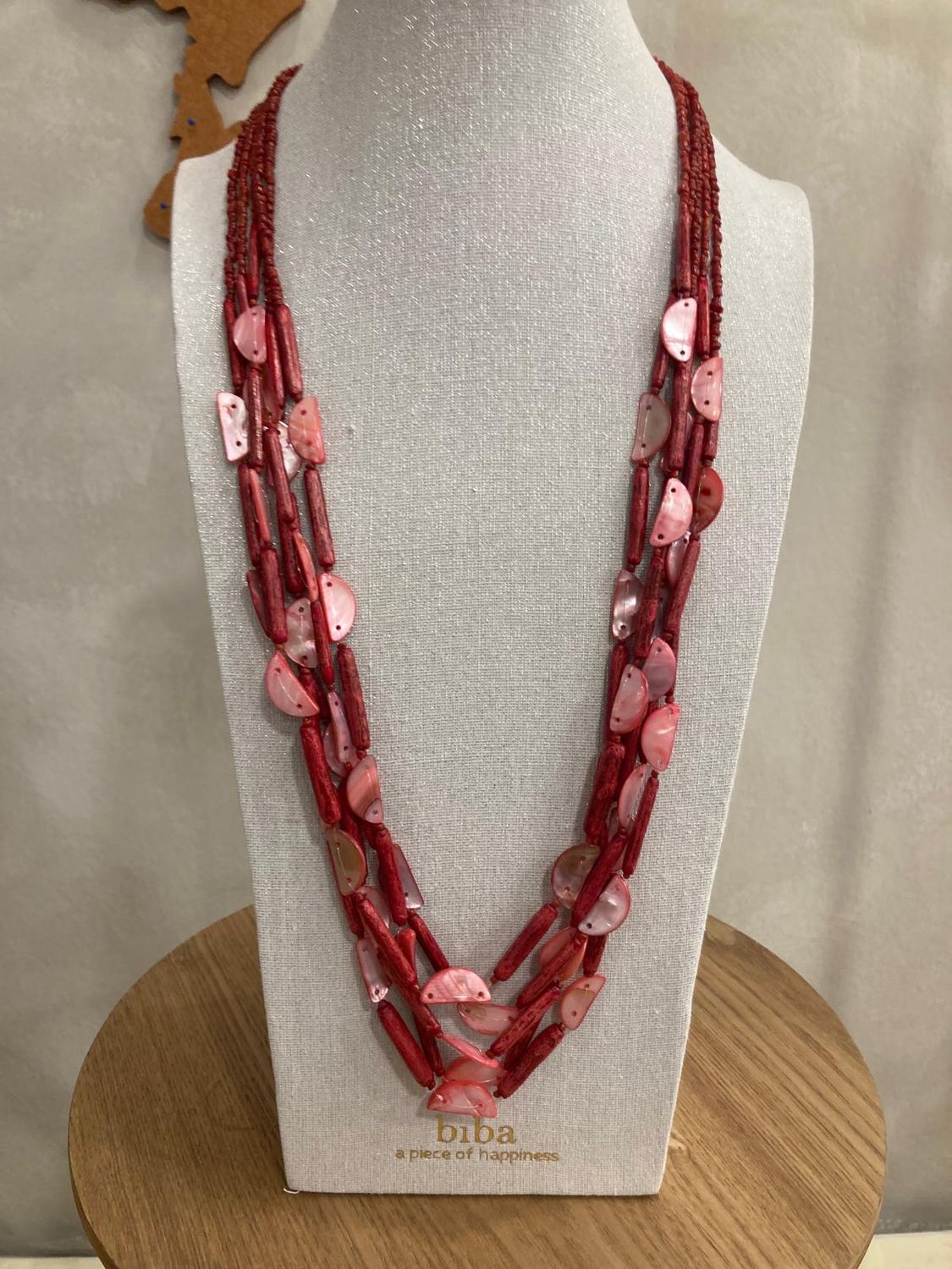 lang collier kokos schelp raspberry