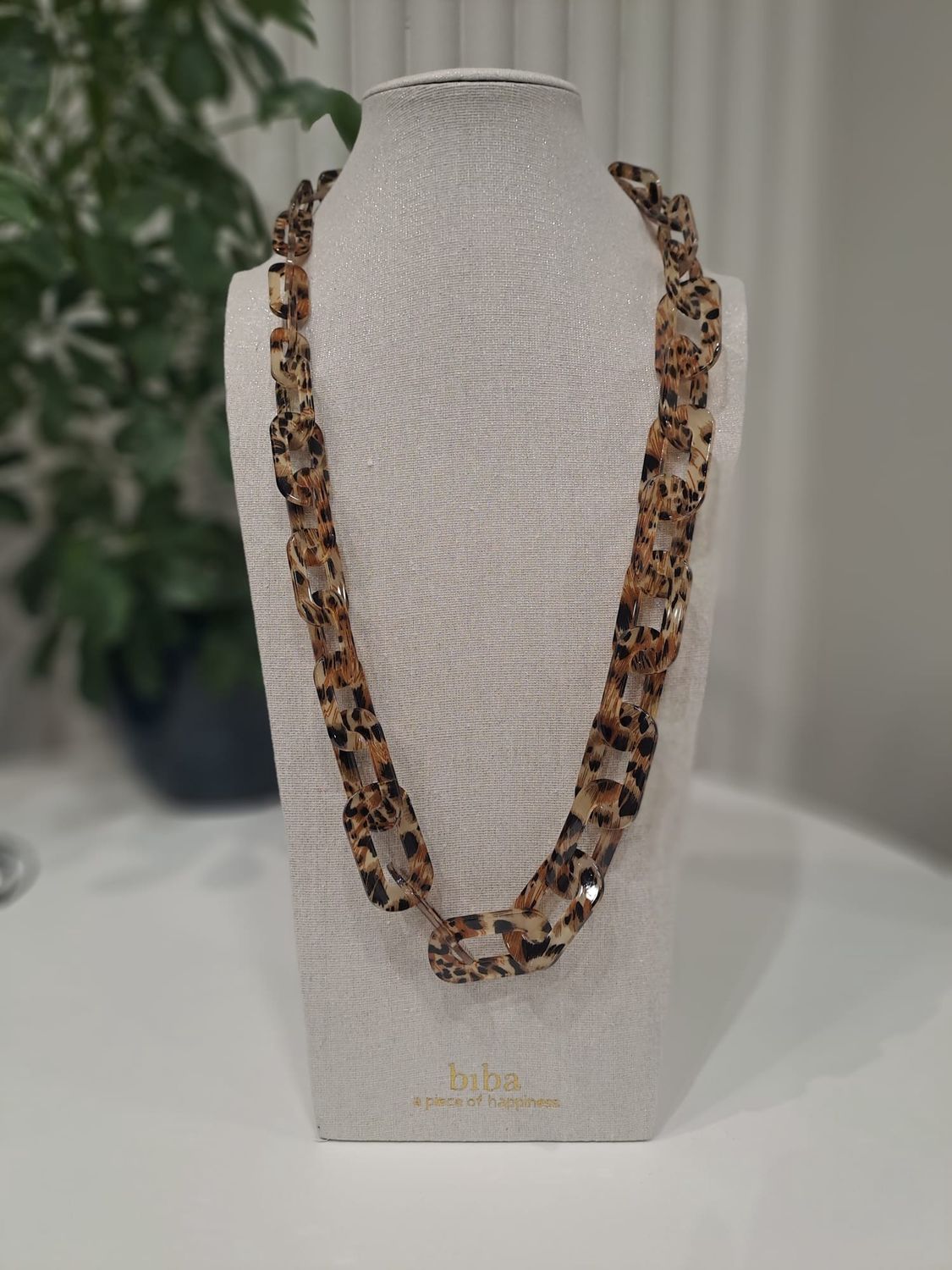 Ketting grote schakels met panterprint
