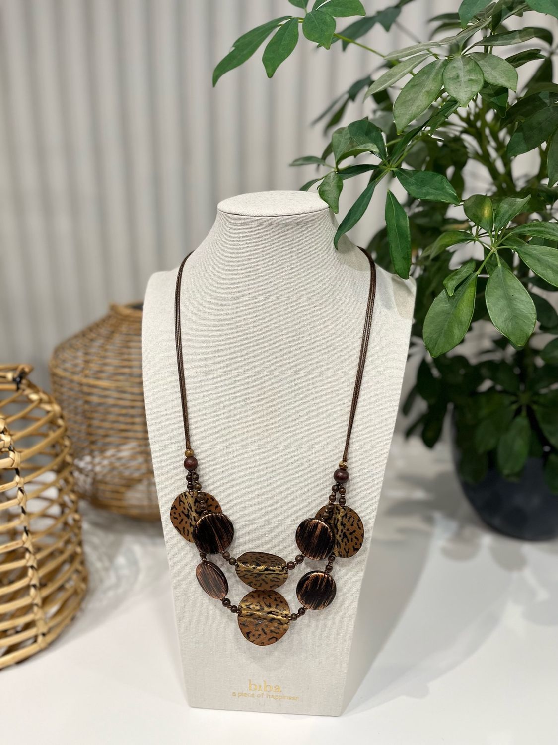Ketting bruin, goud panter