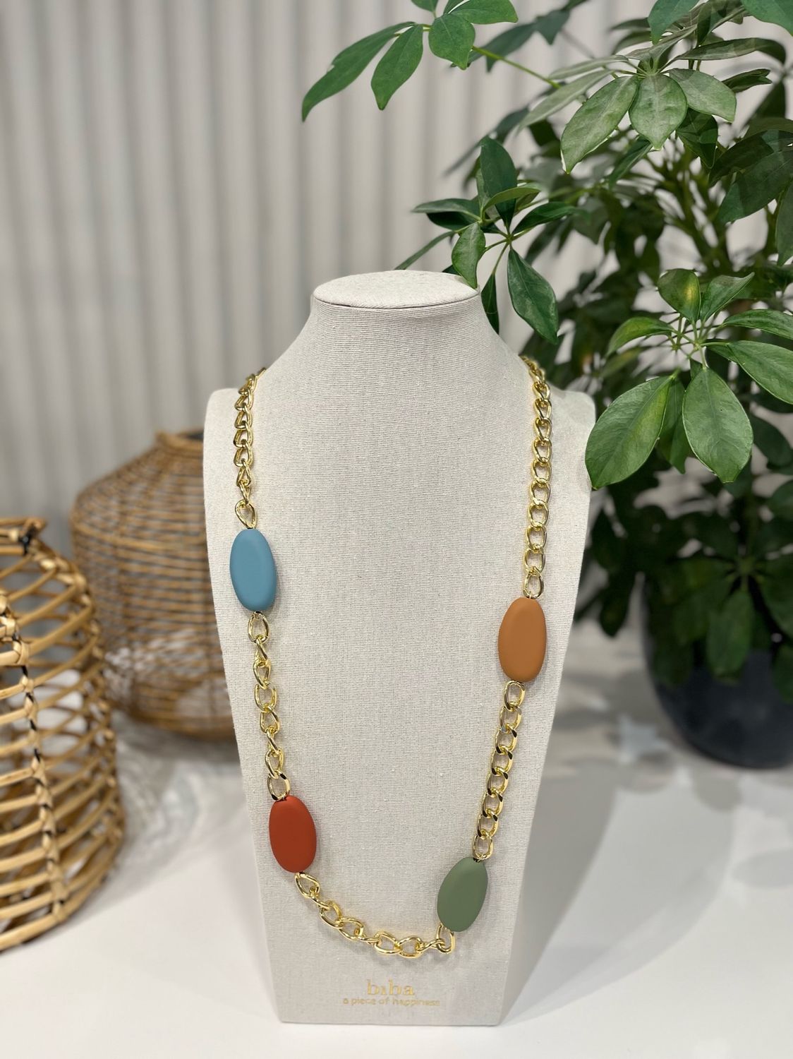 Ketting met grote kralen goudkleurig los rond
