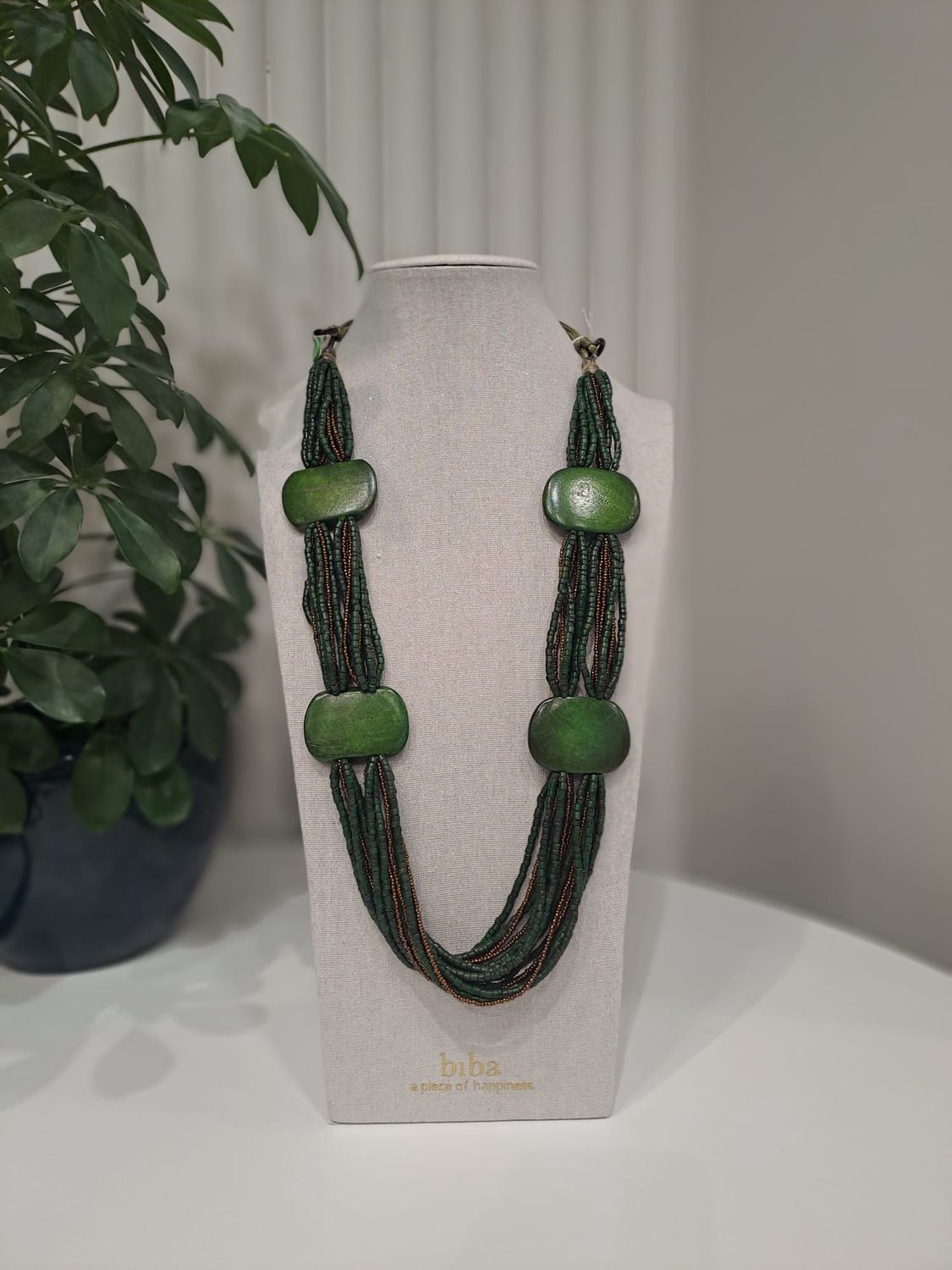 Statement groene ketting met kleine kraaltjes