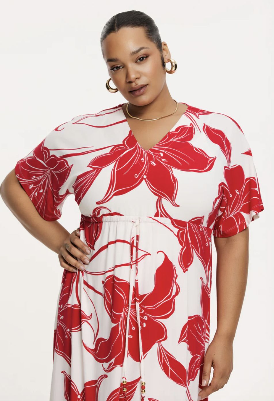 Dress maxi LILY rood wit