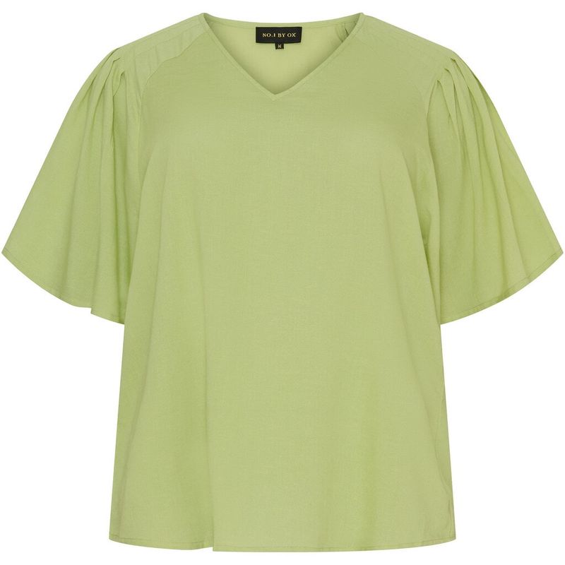 V neck blouse and flair 1/2 sleeves Nile Green