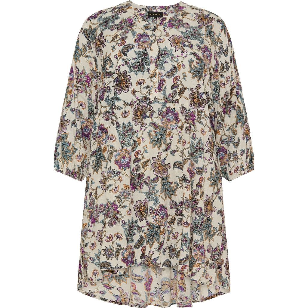 Loose V-neck Dress multi coloured graphic print