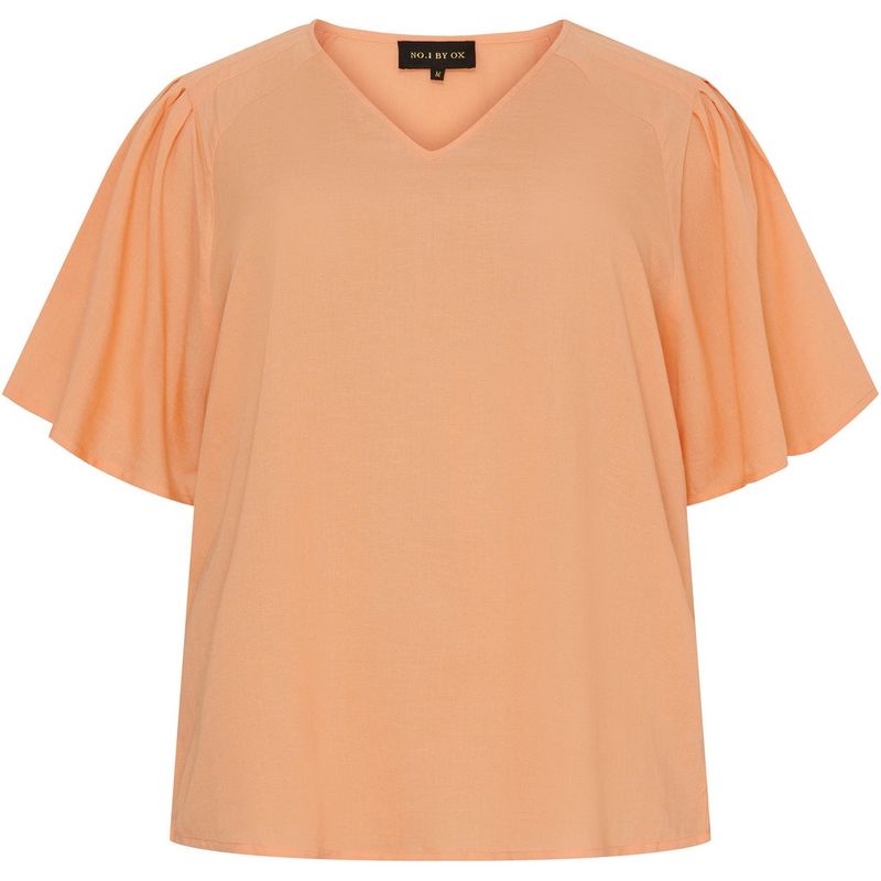 V neck blouse and flair 1/2 sleeves Coral Reef