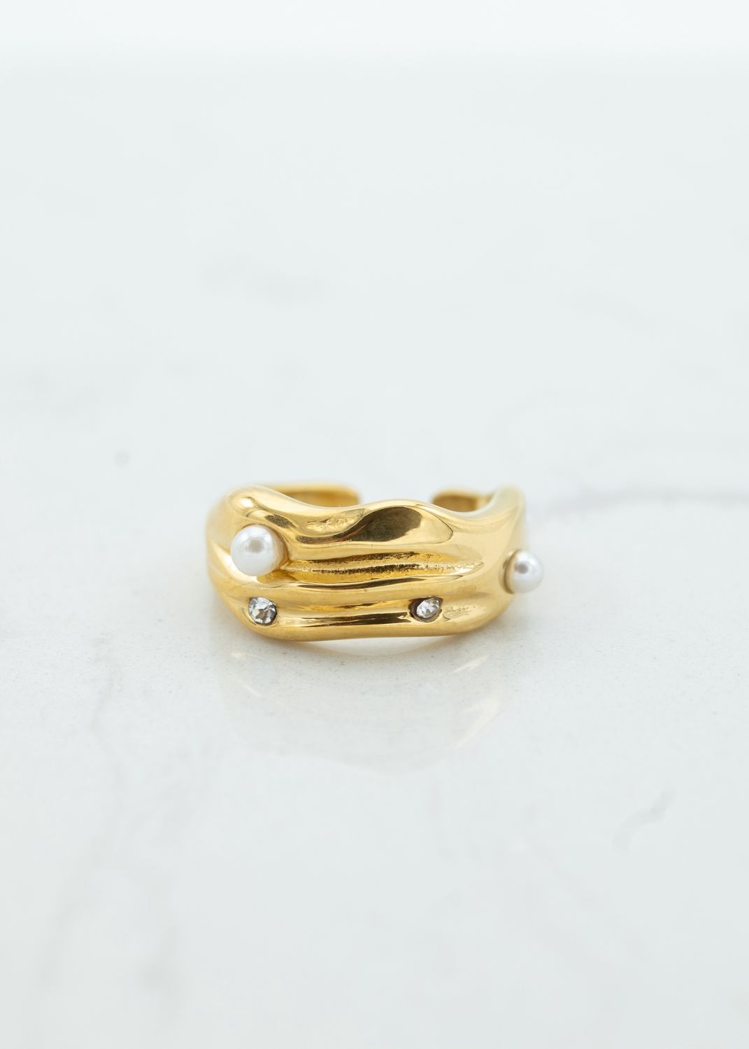 Statement ring met parels