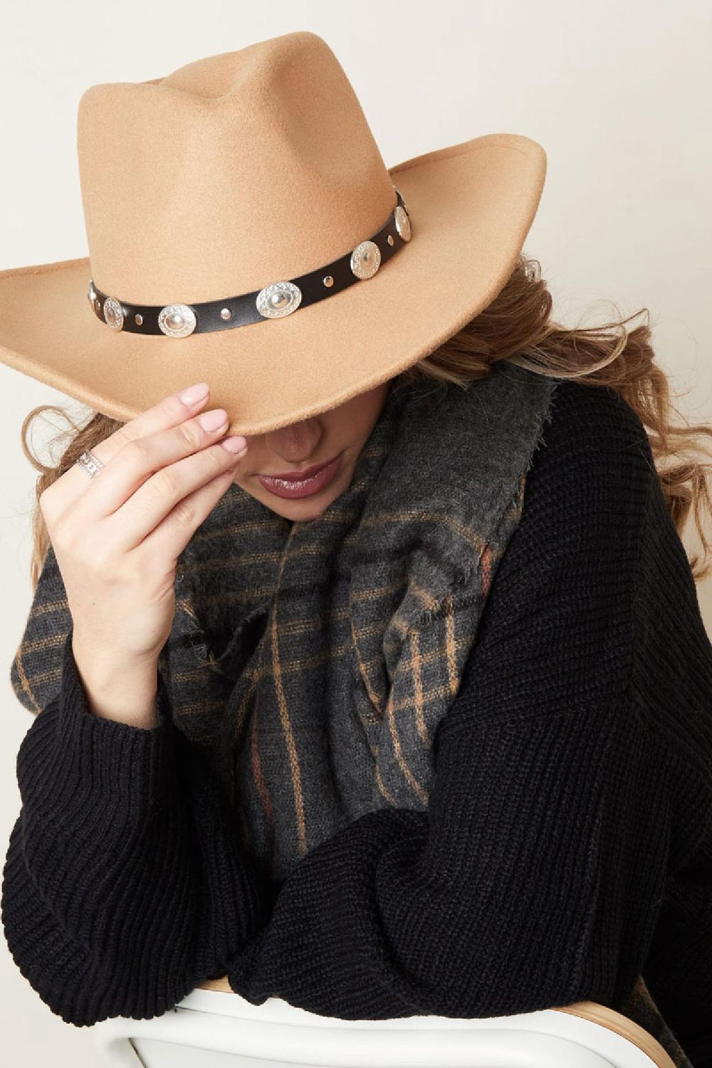 Fedora hoed met stoere details - Bruin