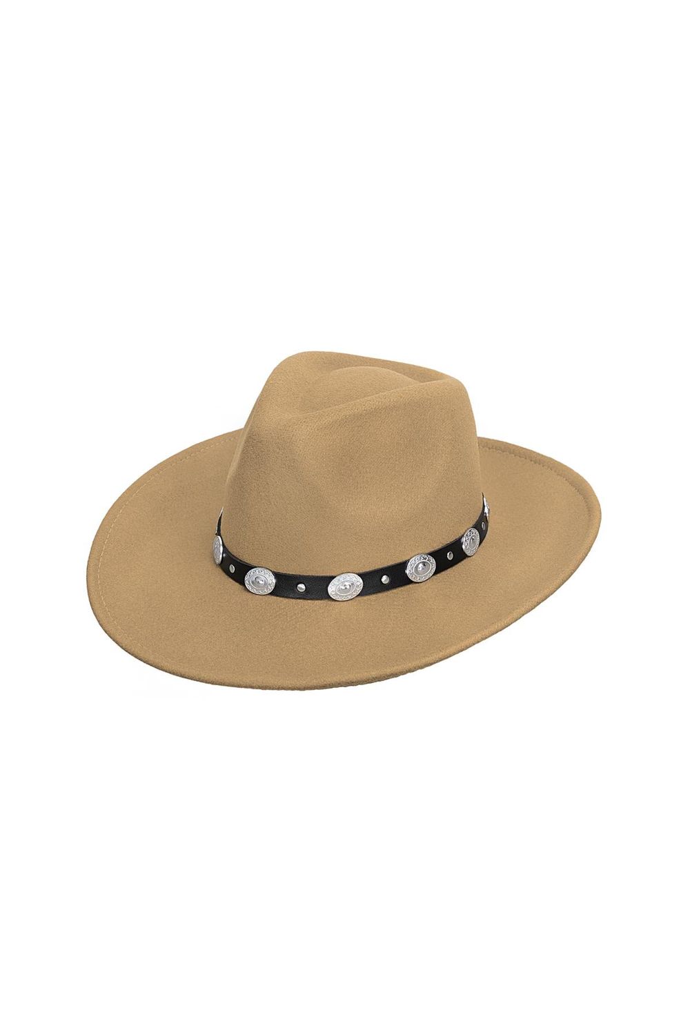 Fedora hoed met stoere details Beige Polyester