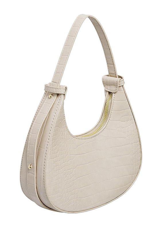 Handtas imitatieleer met print beige PU