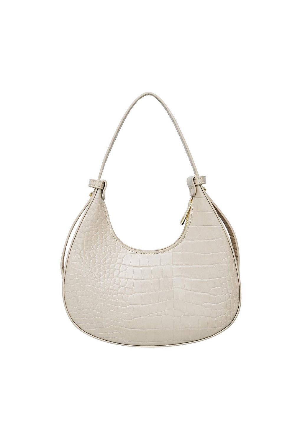 Handtas imitatieleer met print beige PU