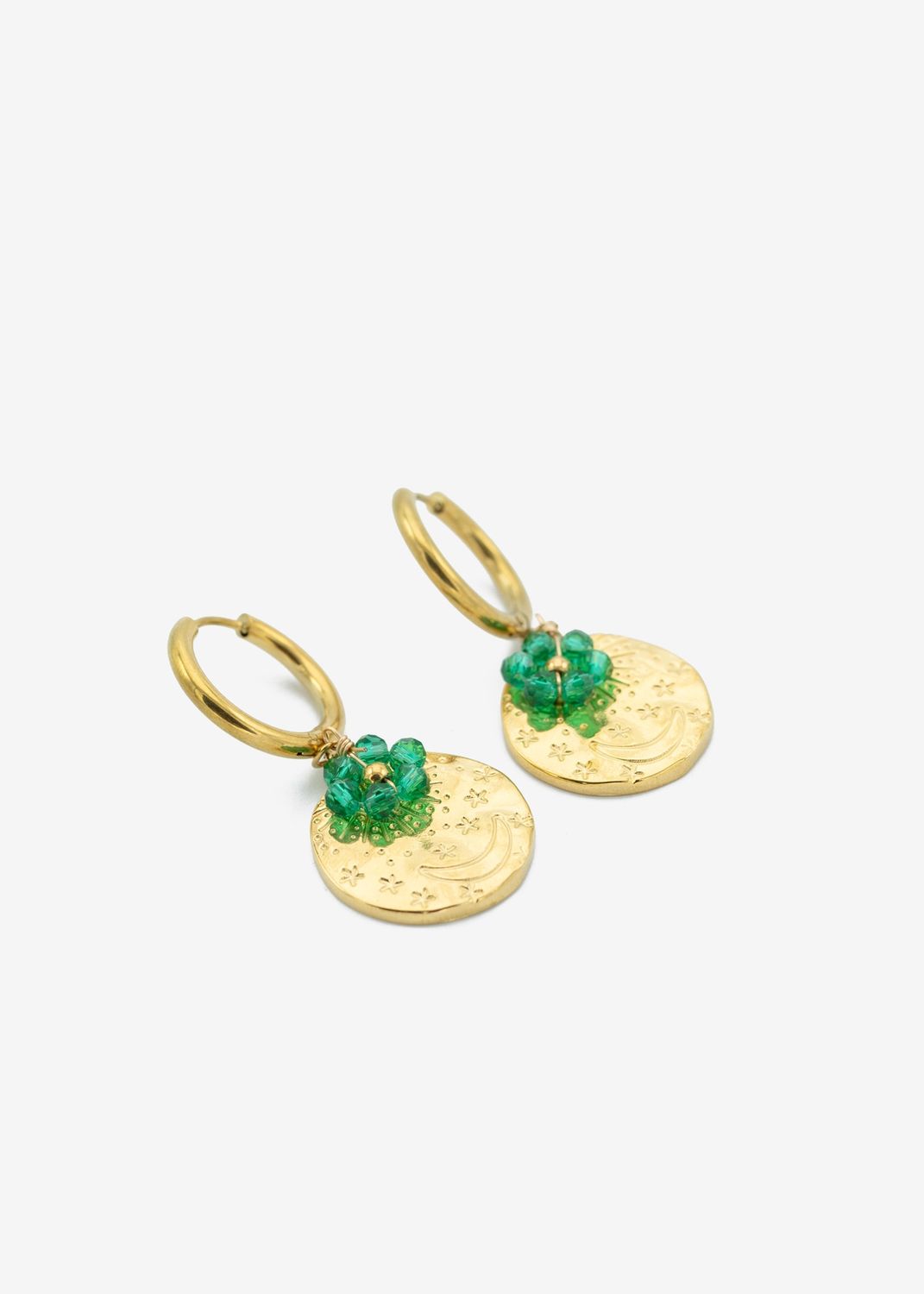 Oorbellen green moonflower