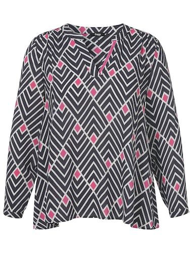Blouse zwart met wit en roze