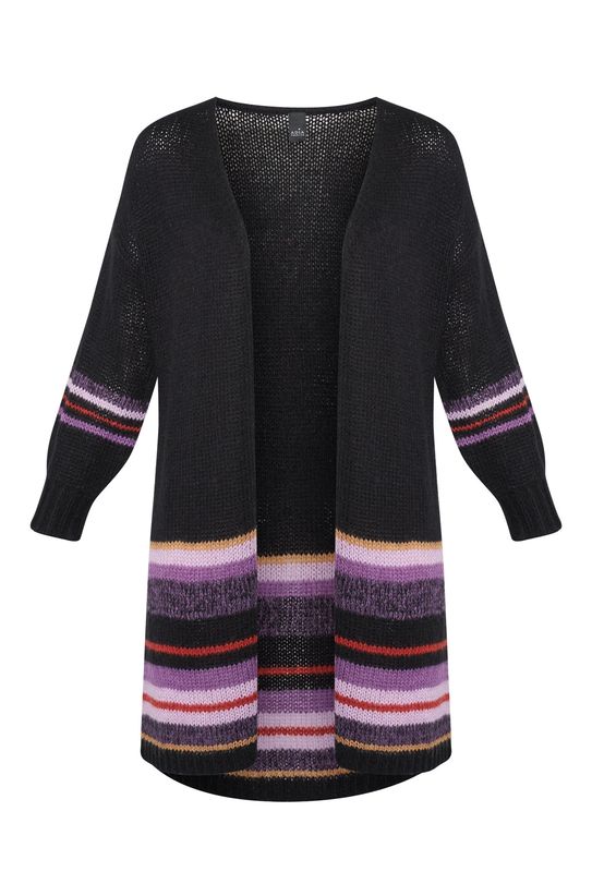 Vest zwart met lila streep